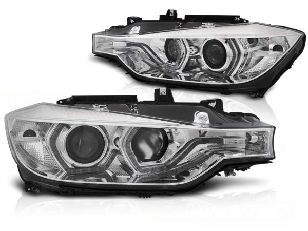LED Tagfahrlicht Angel Eyes Scheinwerfer Set für BMW 3er F30/F31 11-15 chrom